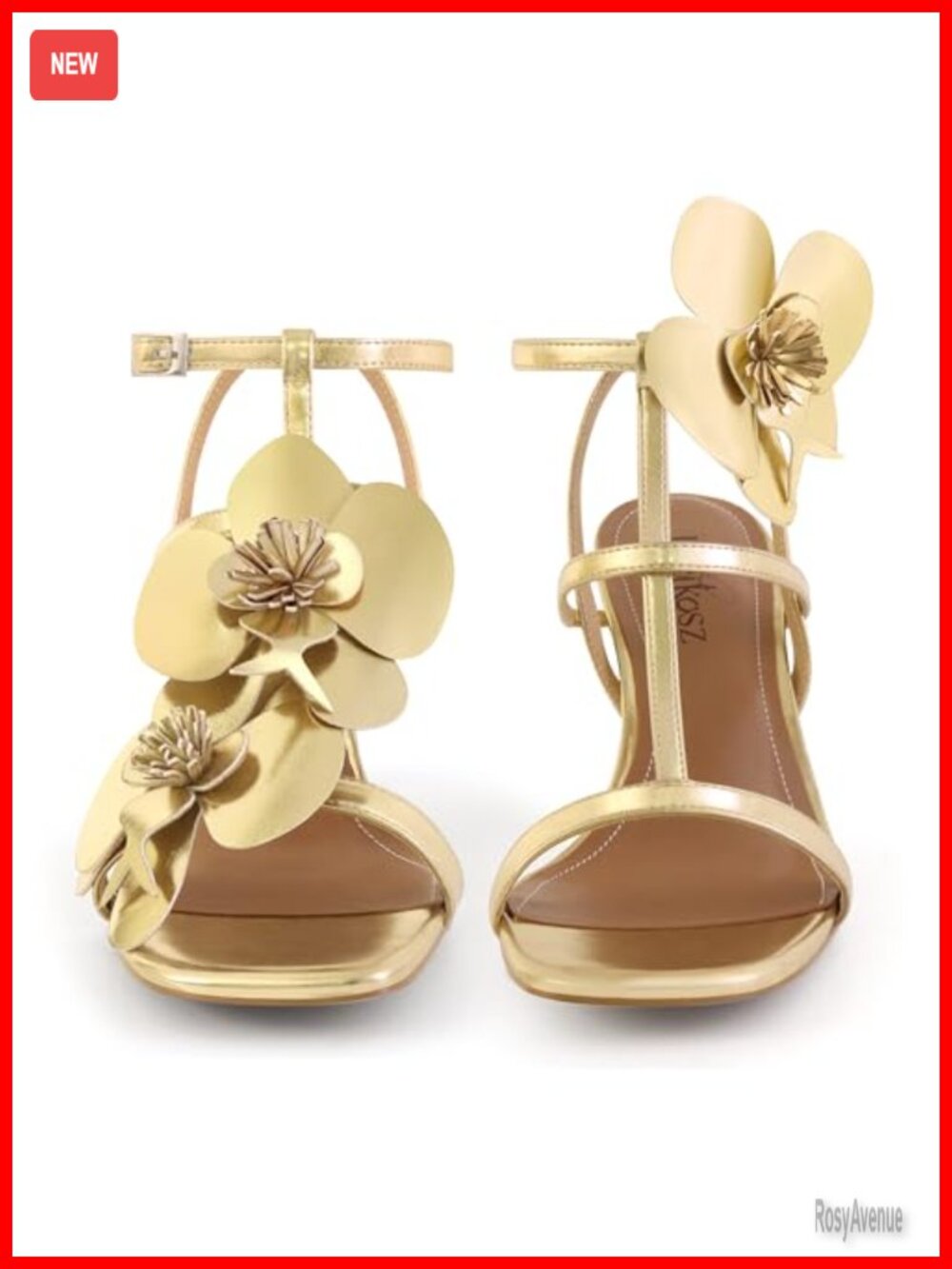 LACIKOSZ Strappy High Heels Sandals Faux Leather Square Toe Dressy